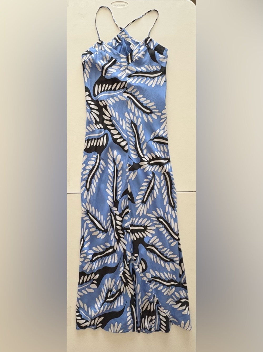 DVF Diane Von Furstenberg Barths Blue Printed Silk Long Maxi Dress Riveria Buds